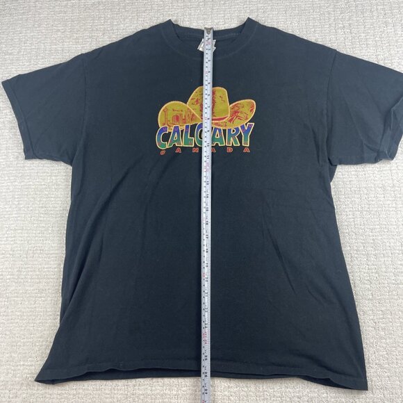 VINTAGE Calgary Stampede Rodeo Shirt Adult Size Large Black Graphic Tee Mens - Picture 8 of 14